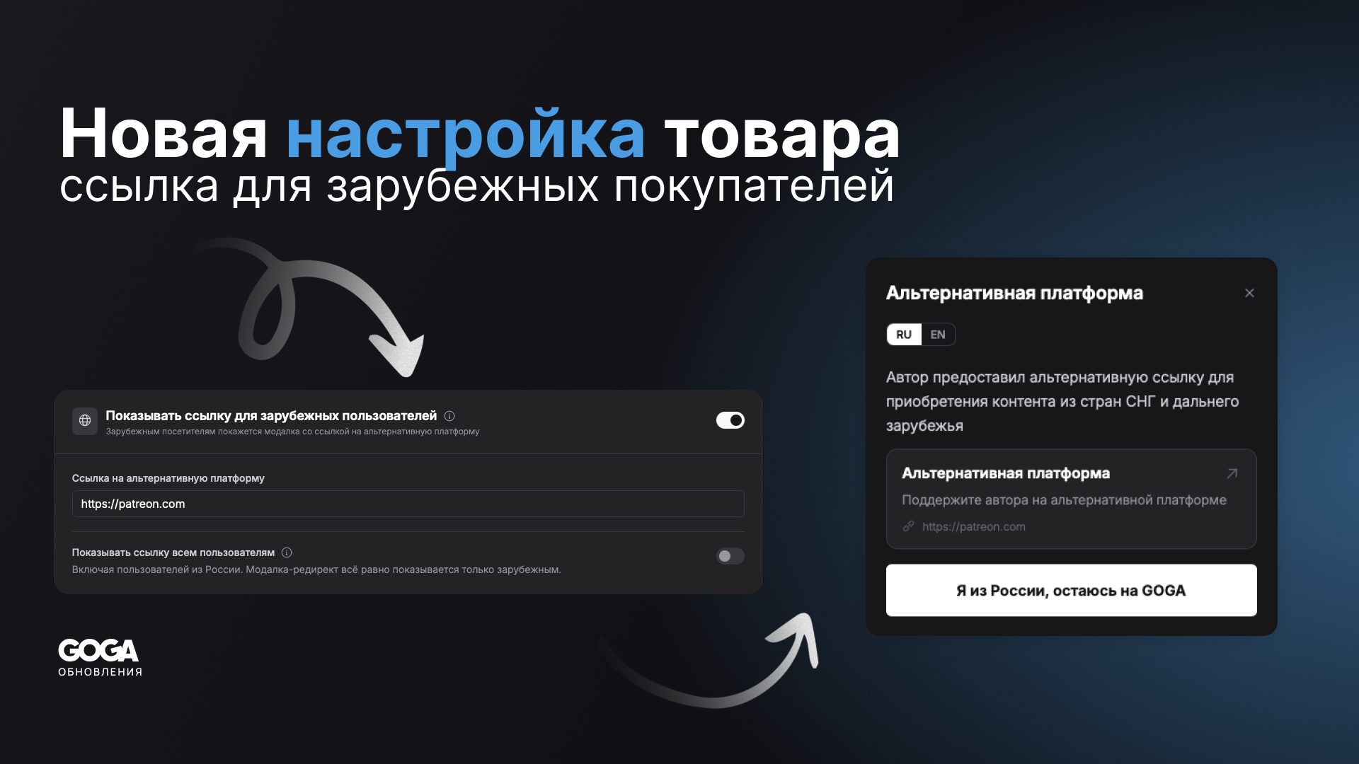 Новая настройка: ссылка для зарубежных покупателей