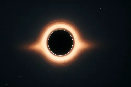 Scientific visualization of a black hole surrounded by a glowing gas cloud
