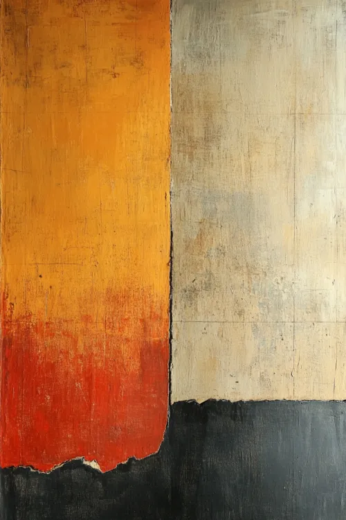 Arte abstracto que combina tonos cálidos y fríos