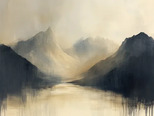 Paisaje sereno con montañas y reflejo en el agua