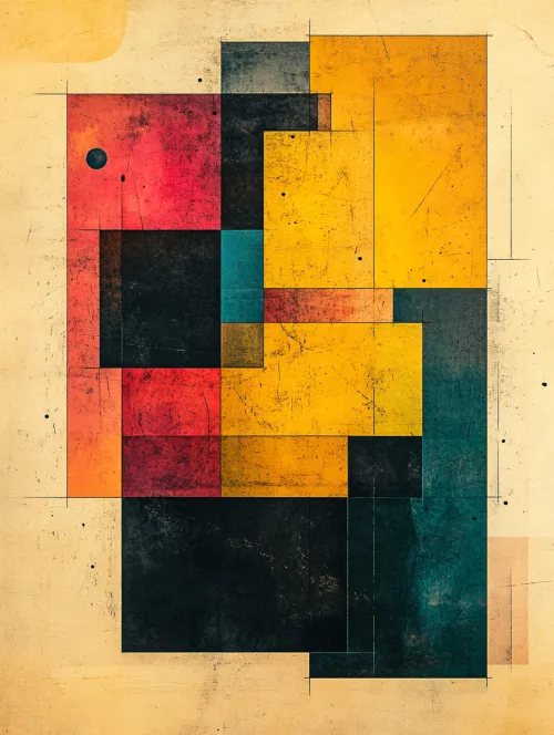 Composición de figuras geométricas coloridas sobre un fondo claro