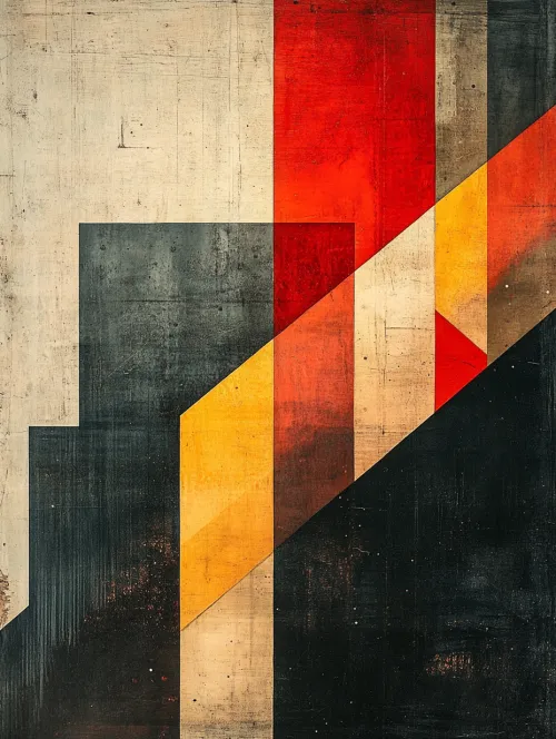 Arte moderno con colores vivos y diseño geométrico.