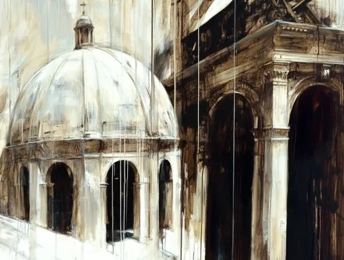 Imagen de una estructura arquitectónica con cúpula y ventanas en arco