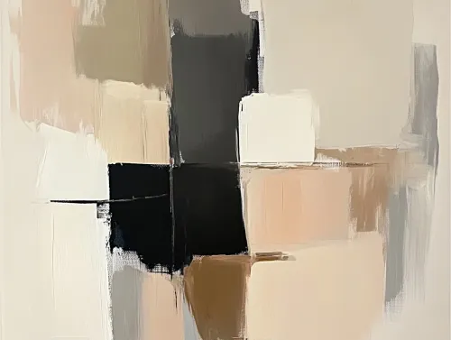 Arte abstracto contemporáneo con el uso de suaves tonos neutros