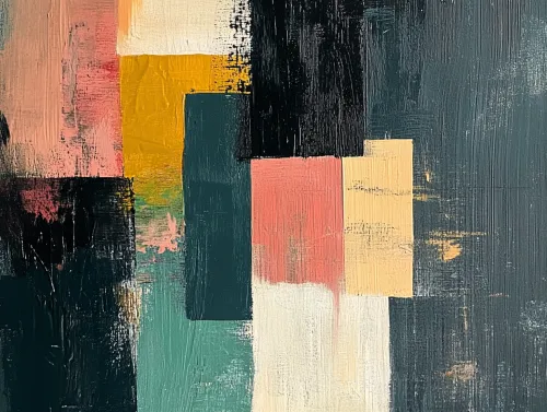 Cuadro con formas geométricas abstractas en colores brillantes