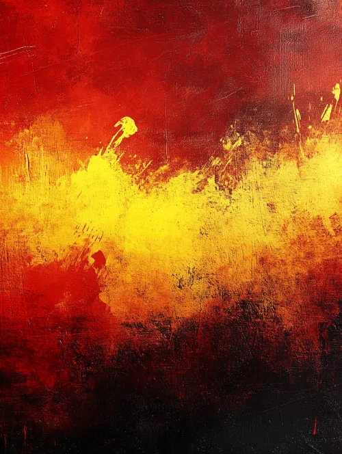 Vibrant abstract artwork featuring red, yellow, and black colors