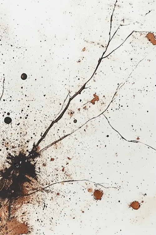 Imagen con manchas abstractas y líneas sobre un fondo blanco