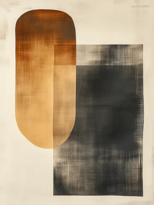 Arte abstracto contemporáneo con dos formas superpuestas
