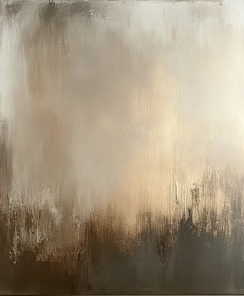 A textured abstract canvas showcasing warm gold and brown tones