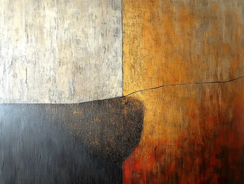 Obra de arte abstracta moderna con tonos terrenales