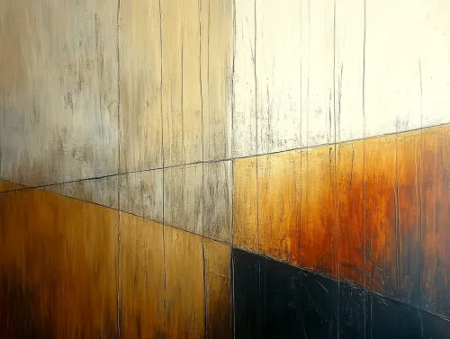 Pintura abstracta con combinación de tonos marrones y dorados