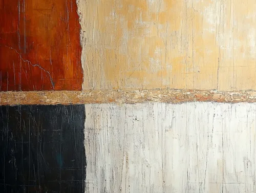 Obra de arte abstracta con diversas franjas verticales de colores