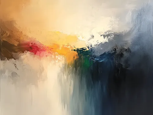 Pintura con transiciones suaves de color y formas abstractas