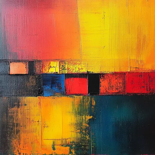 Brillante abstracción con formas geométricas y colores vibrantes