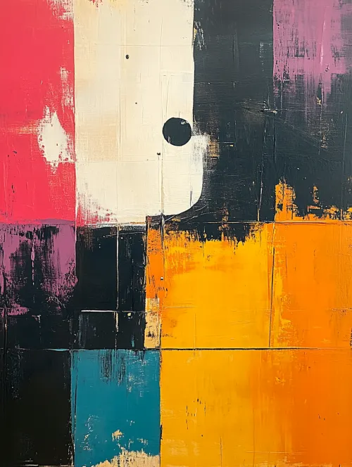 Vibrant abstract artwork featuring bold colors and geometric patterns