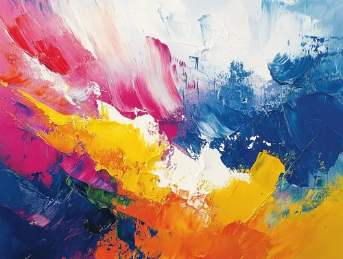 Pintura abstracta llena de colores vibrantes y texturas
