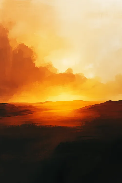 Pintoresco atardecer con un fondo de terreno montañoso y colores vibrantes