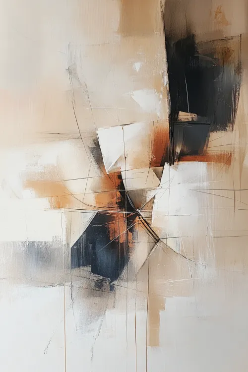 Arte abstracto contemporáneo en tonos negros, blancos y marrones