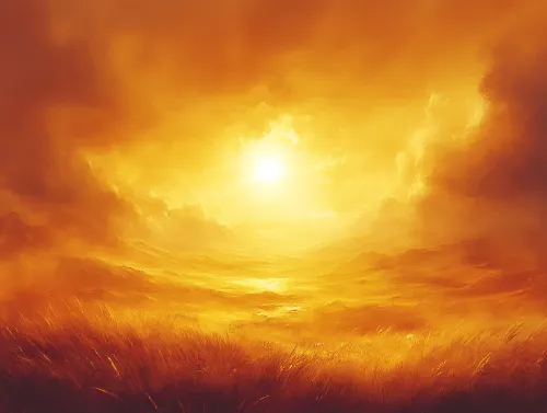 Atardecer que tiñe el cielo y la tierra de tonos dorados