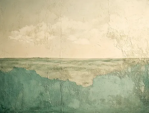A serene abstract depiction of a seascape with gentle hues and textures.