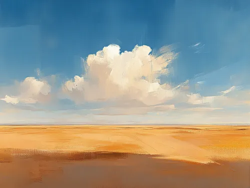 Hermosa pintura con cielo y paisajes desérticos