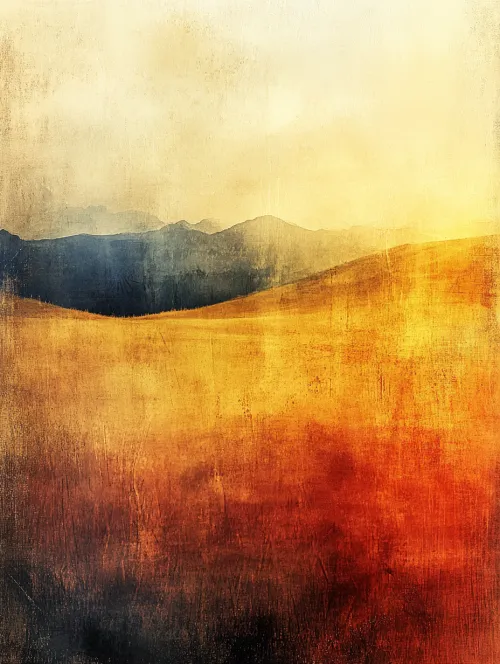 Paisaje abstracto con colores suaves y una línea de montañas a lo lejos