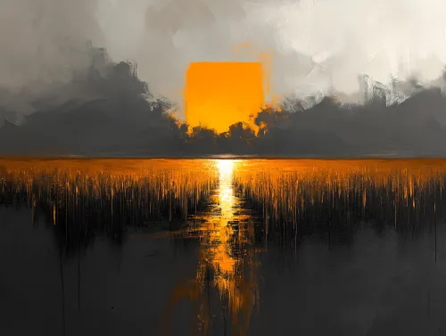 Imagen abstracta con un cuadrado brillante y su reflejo en el agua