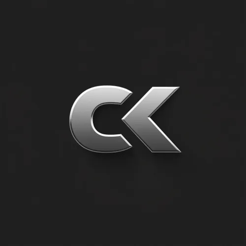 Стильный логотип CK, выполненный в серебряных тонах, на темном фоне