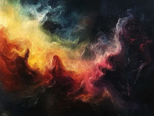 Imagen abstracta del espacio con colores y texturas vibrantes