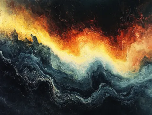 Imagen abstracta con olas y colores brillantes en un estilo de arte contemporáneo