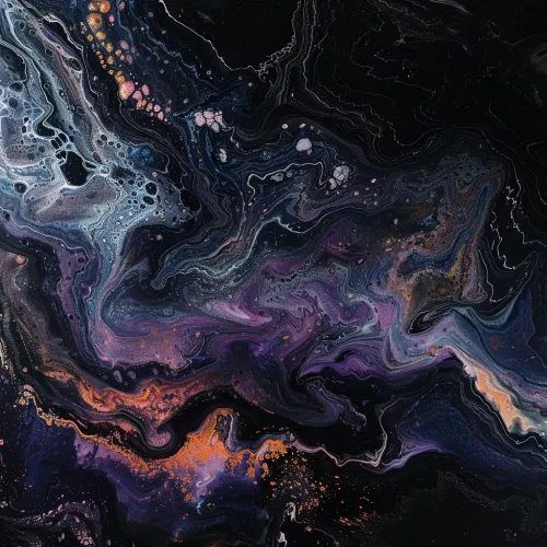 Imagen artística abstracta con temática espacial y elementos brillantes