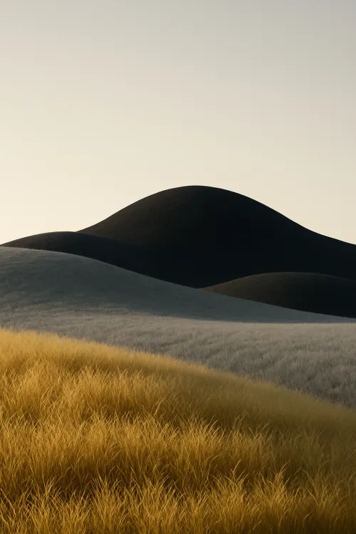 Quiet natural scene with hilly terrain and tall grasses