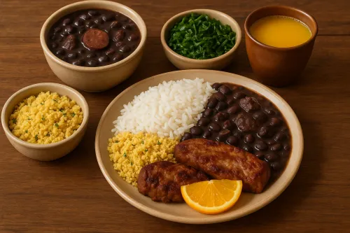 Plate with rice, black beans, and fried meat