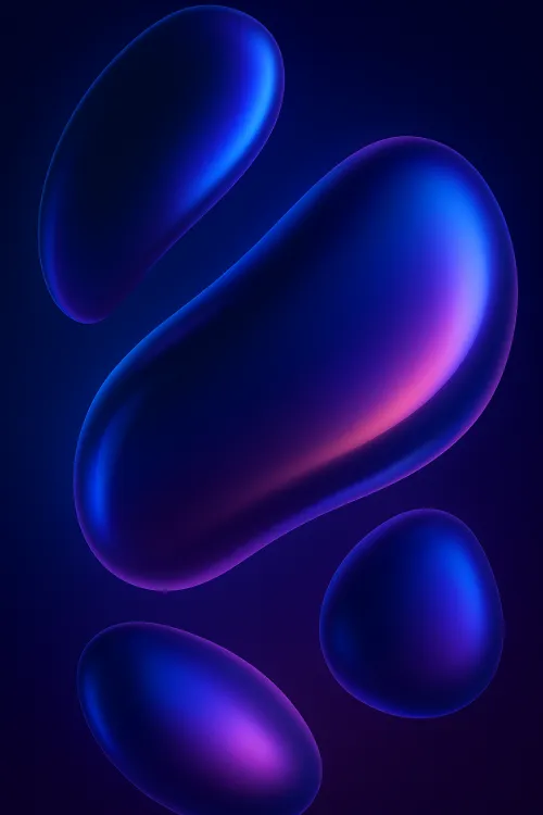 Abstract elements with smooth shapes and gradients on a dark background
