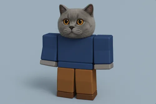 Cat with a human body and clothing in pixel style