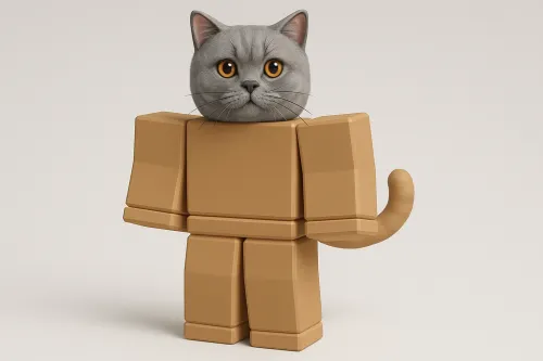 Una mezcla de un gato y un robot en un diseño minimalista