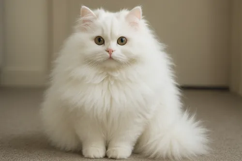 Charming white cat with soft fur and expressive eyes