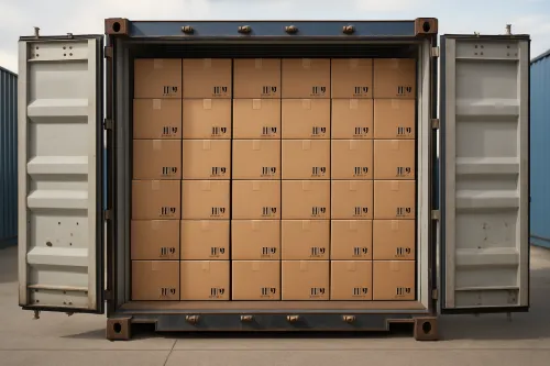 Open Container with Boxes Organized in Order