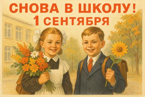 Дети, радостно возвращающиеся в школу под 1 сентября