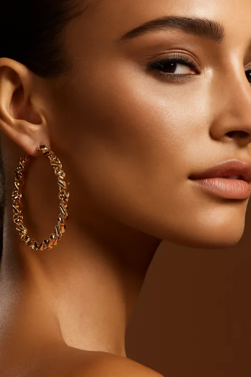 Portrait of a woman in earrings that enhance her beauty