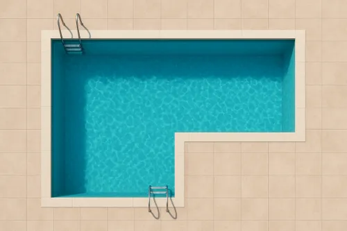 Modern pool with clean blue water and a ladder