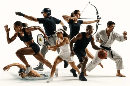 Grupo de atletas representando diferentes deportes en una sola imagen
