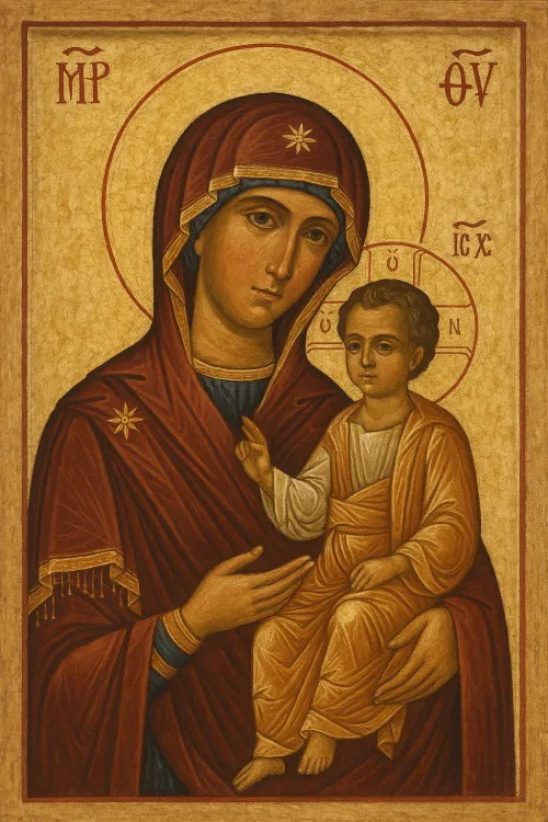 Imagen iconográfica de la Virgen María y el Niño Jesús
