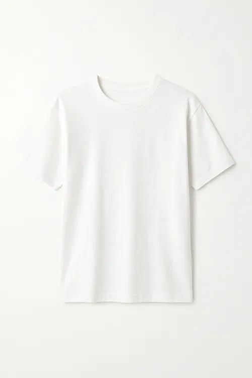 White Men's T-Shirt with Round Neck and Short Sleeves