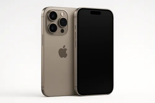Elegante smartphone visto desde atrás con una pantalla negra