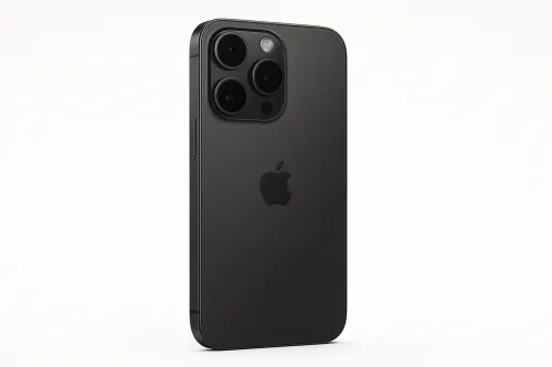 Smartphone with Triple Camera on Black Background