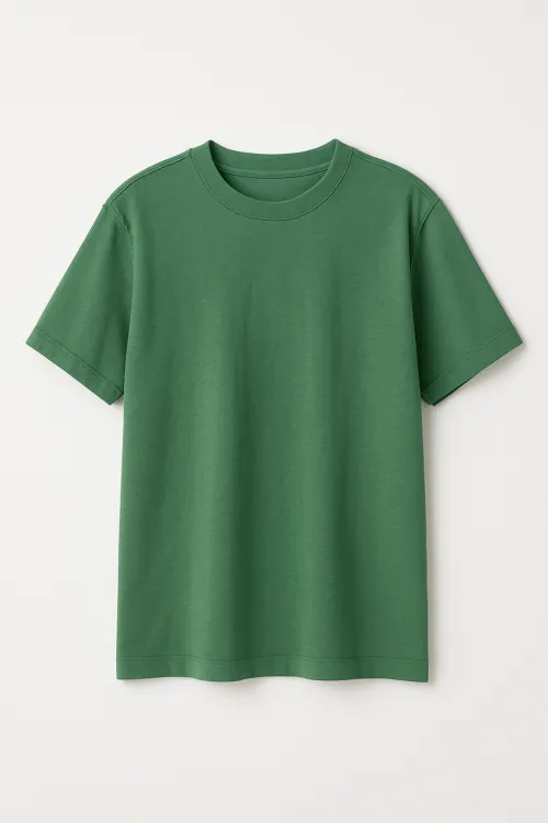Green T-shirt with Short Sleeves on a Neutral Background