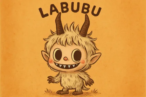 Cartoon character with horns and fur on a background