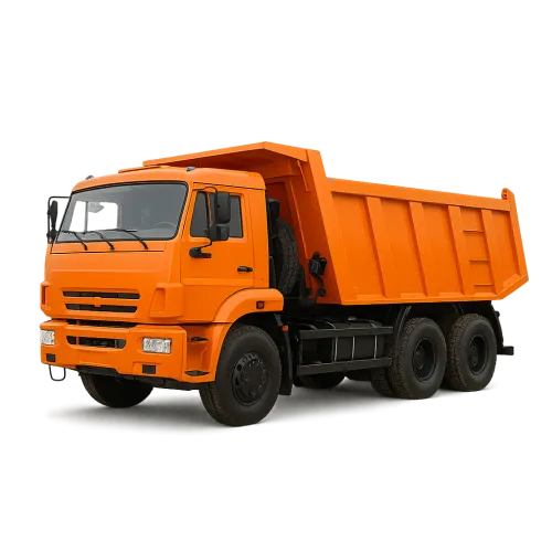 Orange dump truck, perfectly suited for transporting cargo