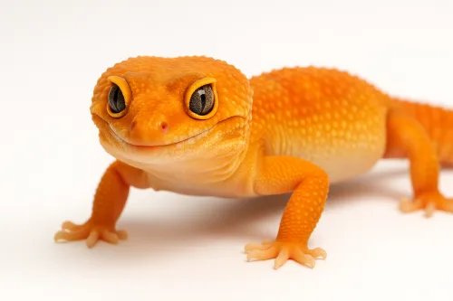 Leopard Gecko with Orange Coloration and Large Eyes